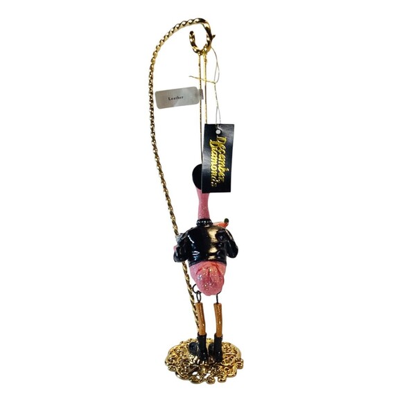 December Diamonds Pink Flamingo Hanging Ornament Leather Jacket Boots - Picture 6 of 8